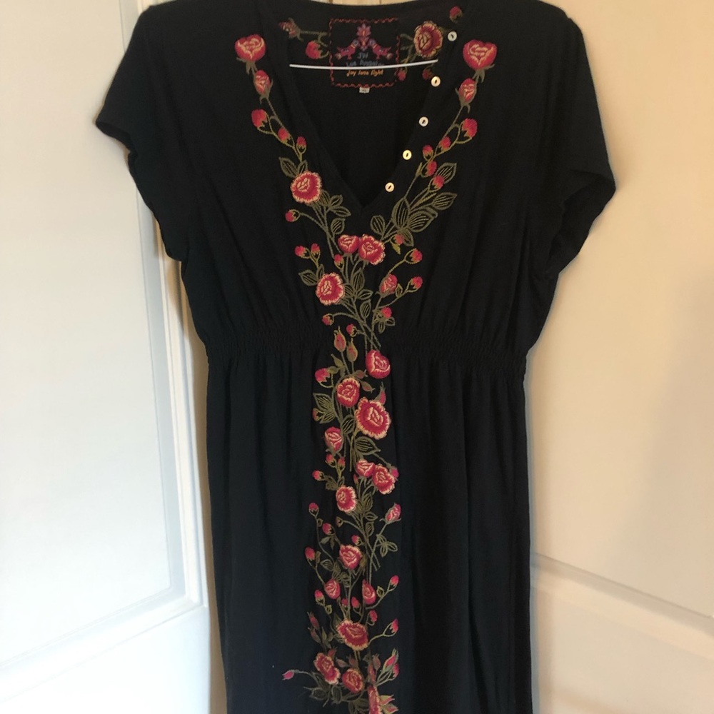 Johnny Was Black Embroidered Dress